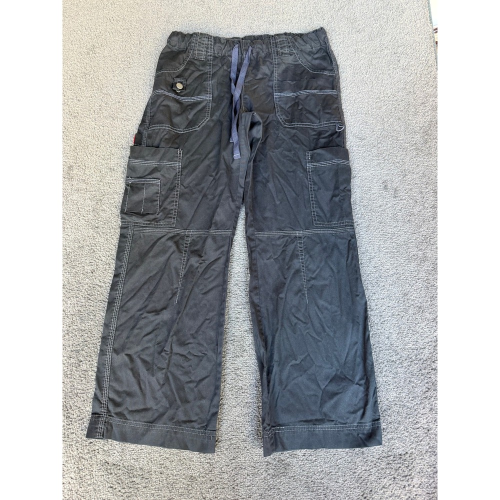 Dickies Black Contrast Stitch Cargo Scrub Pants Petite Relaxed Fit Multi Pocket